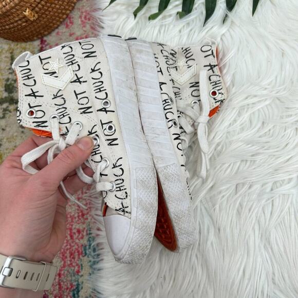 Converse Neutral White Black Not A Chunk Hight Top Lace Up Sneaker Boys 1 - Picture 5 of 8